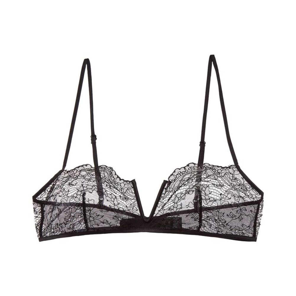 Kiki De Montparnasse Womens La Follie Lace Galloon Silk-Trim Bandeau Bra, Black